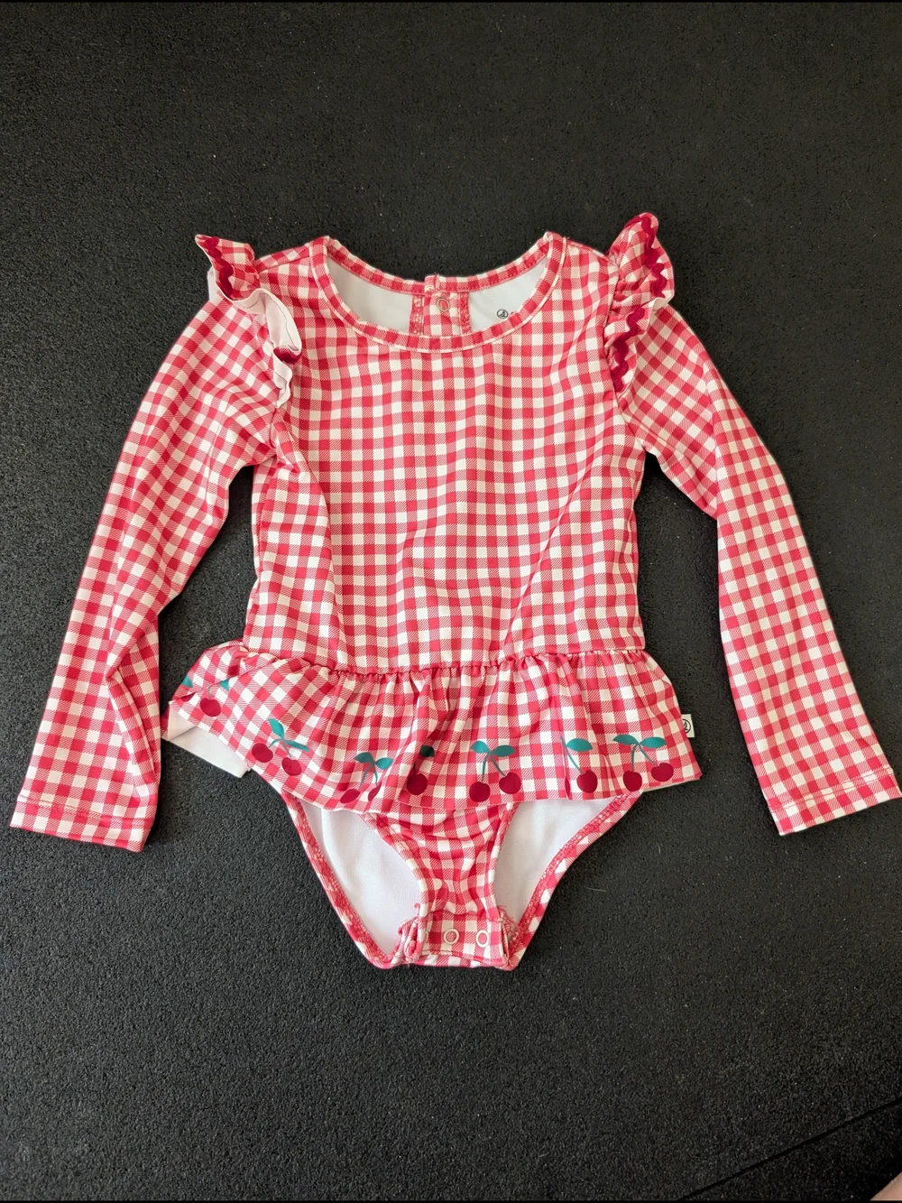 Sperry Kids Long-Sleeve Swimsuits in Red Gingham & Nautical Print Size 24M/2T